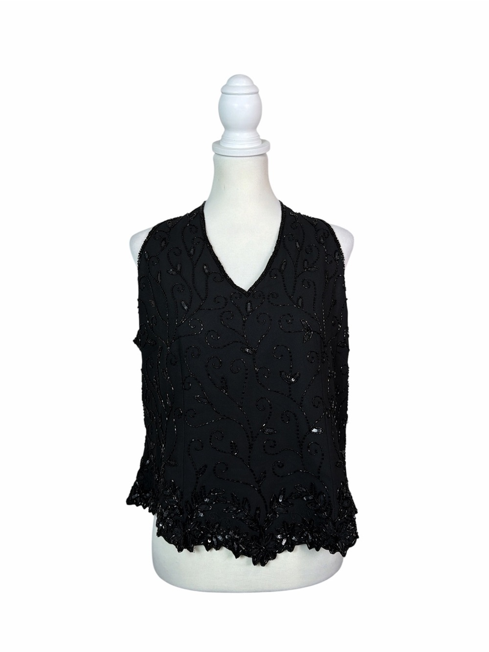 Vintage Jkara New York Black Beaded Sequin Evening Top NWT Size XXL